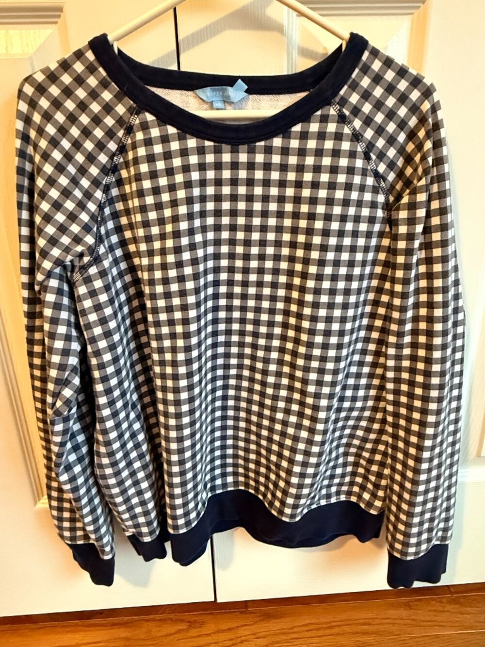 Navy Blue Gingham Sweater